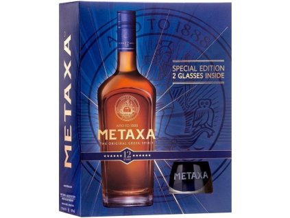 Metaxa 12 se sklem tumbler