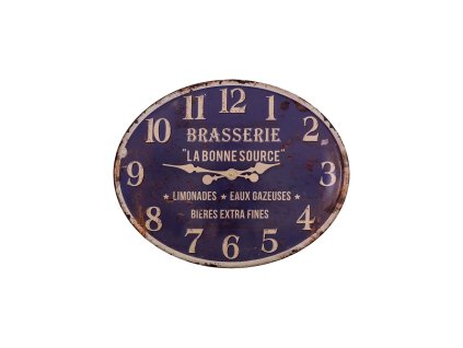 Retro hodiny oválné modré Brasserie