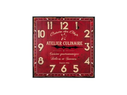Retro čtvercové červené hodiny - Atelier Culinaire