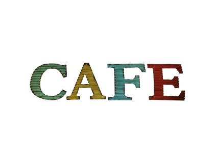 Písmena z vlnitého plechu CAFE