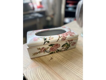 Porcelánový box na kapesníky květiny
