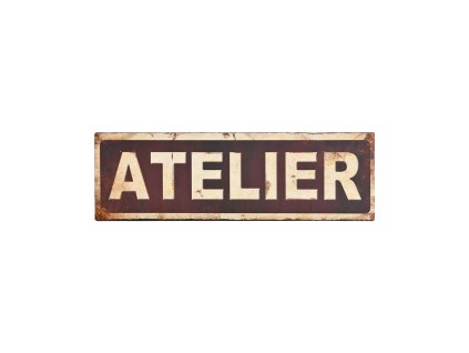 Plechová cedule ATELIER 35 x 11 cm