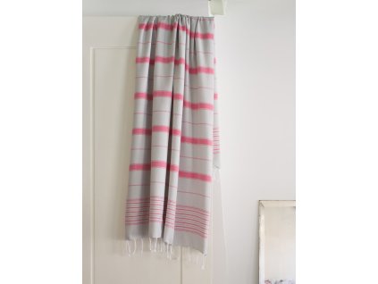 Ottomania hammam towel Ege light grey ruby red 4614 a large