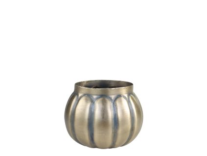 Svícen na čajovou svíčku s drážkami mosazný antiq