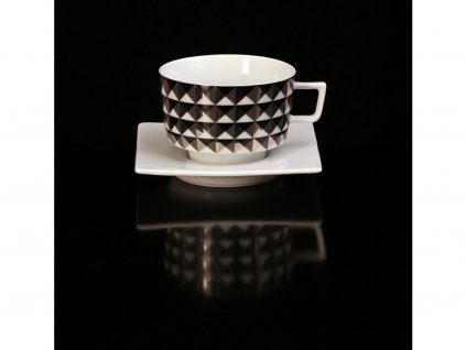 Čajový šálek s podšálkem - Polygon 153CS | Luxusní porcelán - Atelier JM Lesov