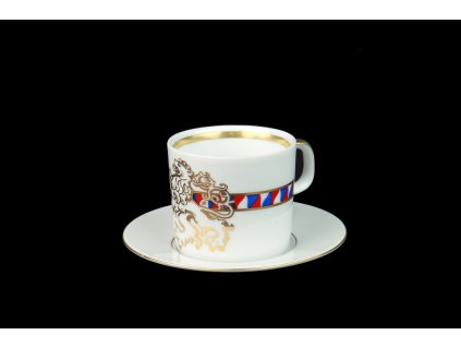 Kávový šálek s podšálkem - Český lev | Luxusní porcelán - Atelier JM Lesov