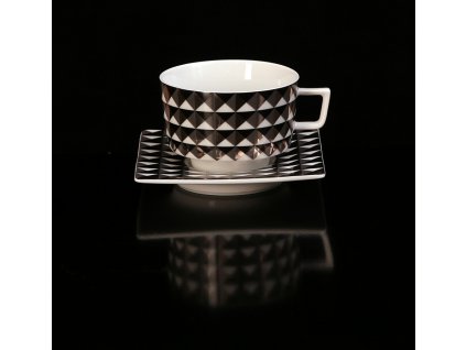 Čajový šálek s podšálkem - Polygon 153C | Luxusní porcelán - Atelier JM Lesov