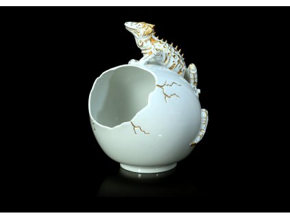 kaviár, mísa, porcelánová mísa, karlovarský porcelán, český porcelán, ještěr, porcelán, atelier lesov
