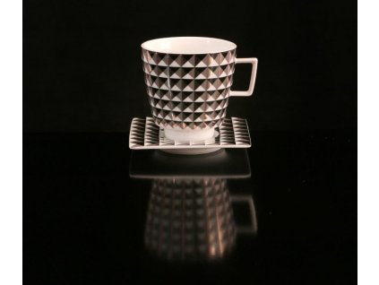 Snídaňový šálek s podšálkem - Polygon 153C | Luxusní porcelán - Atelier JM Lesov