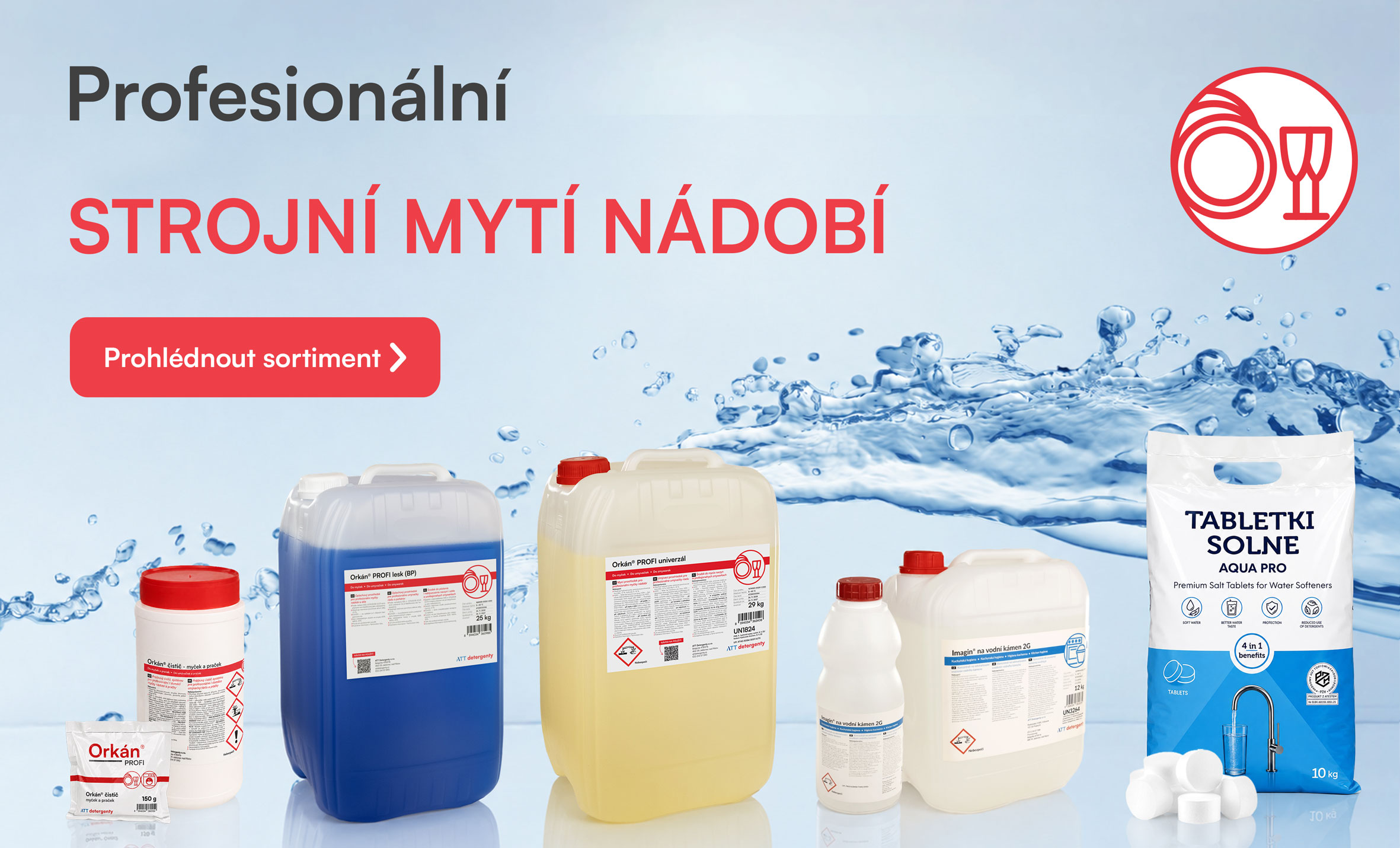 Profesionální strojní mytí nádobí | ATT DETERGENTY
