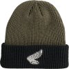 08AUD THA 003 FRONT HONDA HTG VINATGE WING BEANIE OLIVE BLACK