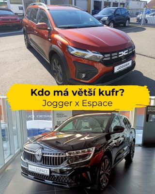 🚗 Kdo má větší kufr? Renault Espace × Dacia Jogger Velikost kufru může při výběru auta hrát zásadní roli. Zvlášť u...