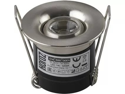 Svietidlo LED downlight HL016039000l 1W matný chróm