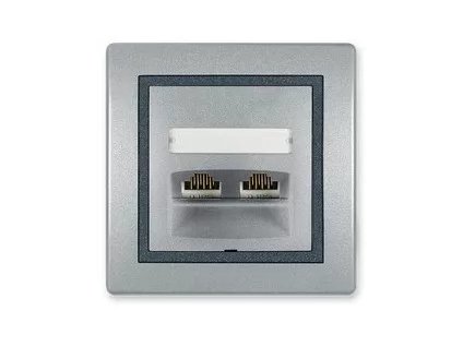 Dátová zásuvka 2 moduly 2xRJ45 Kat 5E strieborná 614S.S2S