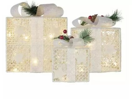 Dekoračná LED súprava 3 darčeky biele 60LED DCFC27