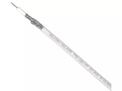 TELMOR TT6, Cu 305 TRISHIELD, 75 Ohm, RG6, biely, 100% Cu, 77% opletenie, 305m/bal.