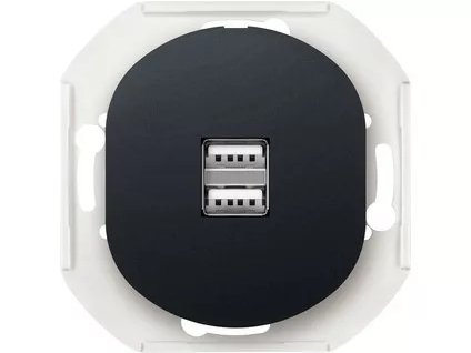 USB nabíjačka bez rámika EON matná čierna E6161.E1