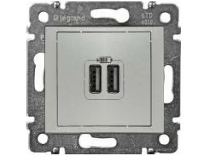VALENA USB nabíjačka 2xUSB hliníková farba 770270