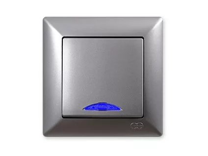 VISAGE AMBIENCE Striedavý prepínač č. 6 s podsvietením strieborný