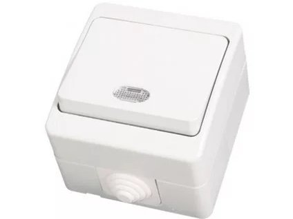 VISAGE WAT Striedavý prepínač č. 6 s podsvietením biela IP54