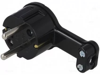 Extra plochá vidlica typu Uni 16A/250V čierna WT-16UP BLACK