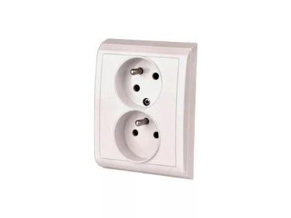 2-zásuvka (4FN 150 88.901) biela natočená /TESLA Stropkov PRAKTIK