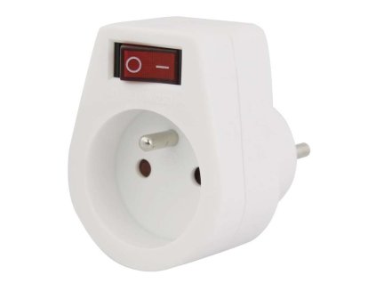 Adaptér P0027 10A 230V 2P+Z so spínačom IP20 biely