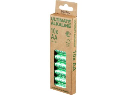 DELTACO ULTIMATE Nordic Ecolabel, Batérie alkalické AA, LR06, 10ks