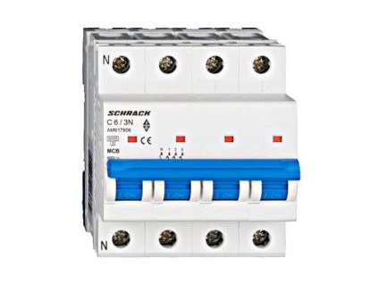 Istič C6/3N 6kA, charakteristika C, 6A, 3-pólový+N
