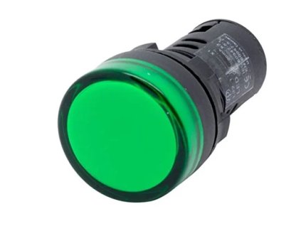 LED kontrolka 12V, AD16-22D / S, pre priemer otvoru 22mm, zelená