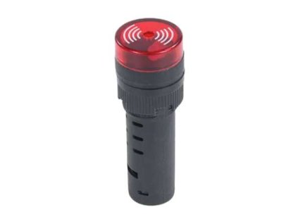 LED kontrolka s bzučiakom AD16-22SM, pre priemer otvoru 22mm červená