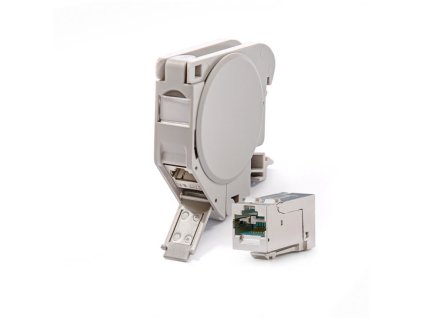 KELINE Držiak na DIN lištu Cat 6A 1xRJ45/s osadený