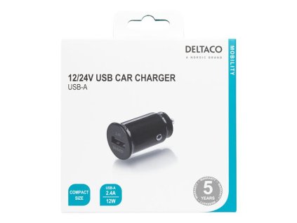 DELTACO USB-CAR123, Autonabíjačka 1x USB 2.0, či
