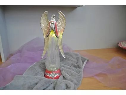 LED dekorácia Sklenený anjel červený ANS-1009
