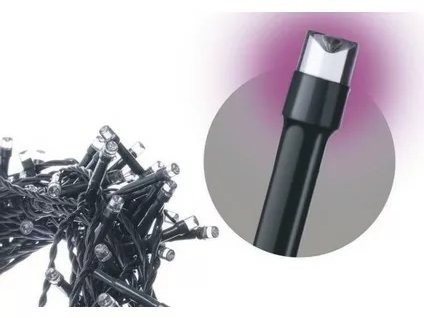 LED svetelná reťaz 10-14 100LED Ružová napájateľná