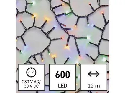 LED svetelná reťaz 600LED 12m IP44 farebná D4BM03