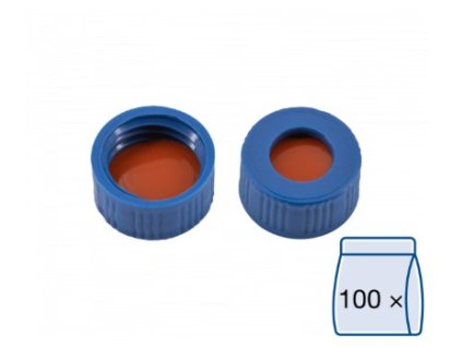 Uzáver N9 PP, screw cap, blue, center hole, Red Rubber/FEP, 1.0 mm, 100ks, 702732