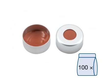 Krimpovací uzáver N11, silver, center hole, NR/butyl/TEF, 1.0 mm, 100ks, 70256