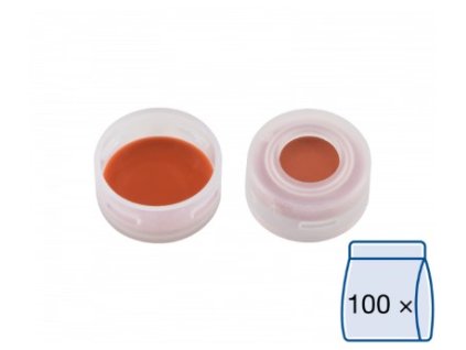 Uzáver N 11 PE snap cap, transparent, center hole, Red Rubber/FEP, 1.0 mm, 100ks, 702731