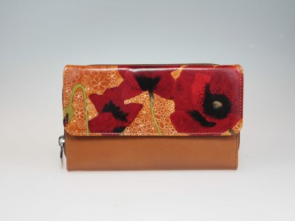 Red Poppy in front of Cognac Tapestry