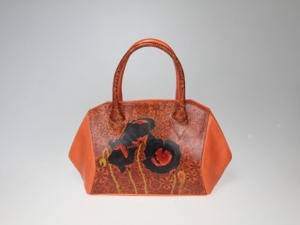 Black Poppies in front of Orange Tapestry