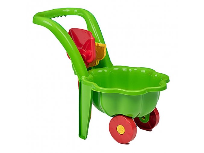 Dětské zahradní kolečko s lopatkou a hráběmi Sedmikráska zelené