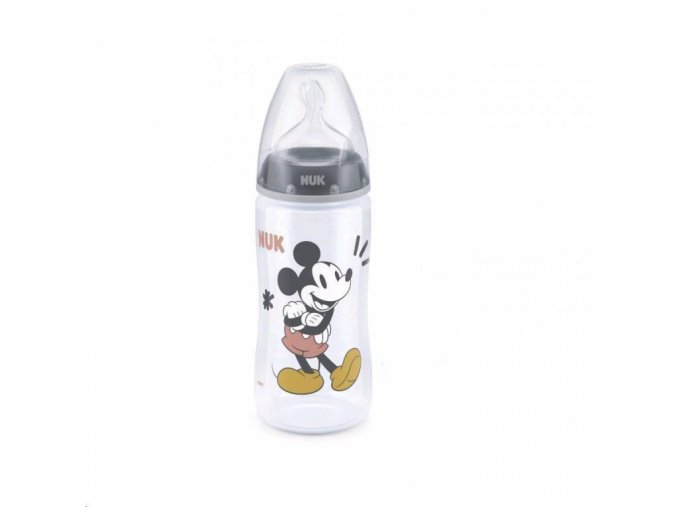 Kojenecká láhev na učení NUK Disney MICKEY s kontrolou teploty 300 ml šedá