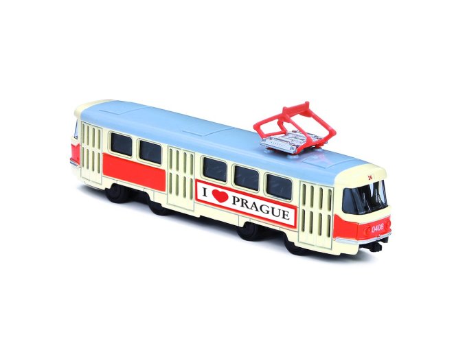 Kovová česká retro tramvaj 16 cm Prague