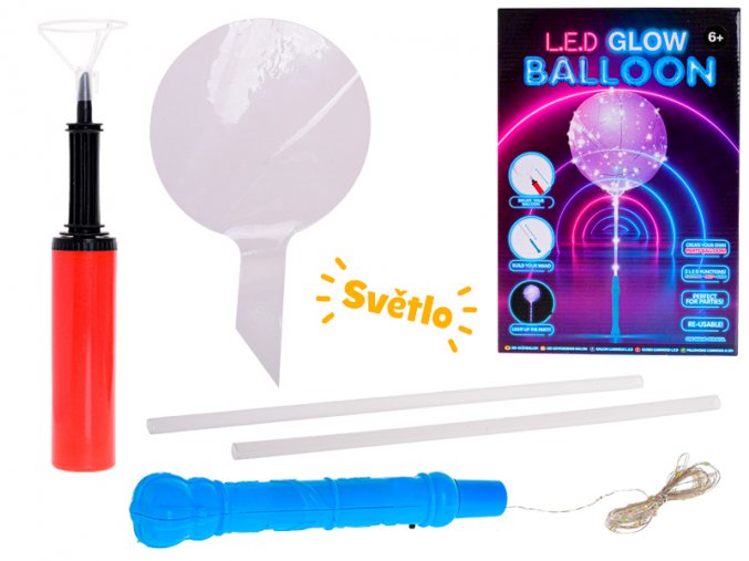 Glow nafukovací balónek na baterie s LED světlem v krabičce