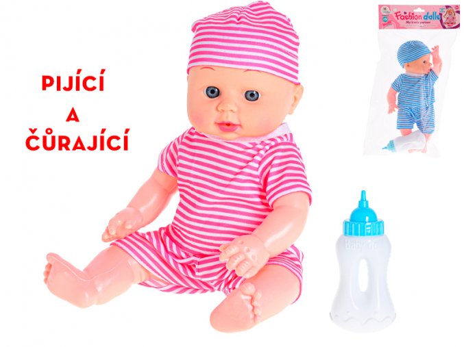 Miminko 29 cm pijící a čůrající s lahvičkou