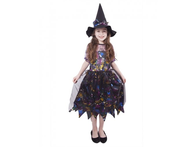 Dětský kostým čarodějnice barevná/Halloween (S)