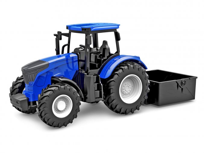Traktor modrý se sklápěčkou volný chod 27,5 cm v krabičce