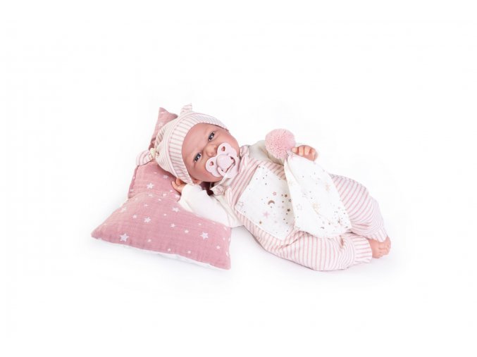 Clara - realistická panenka miminko se zvuky a měkkým látkovým tělem - 34 cm