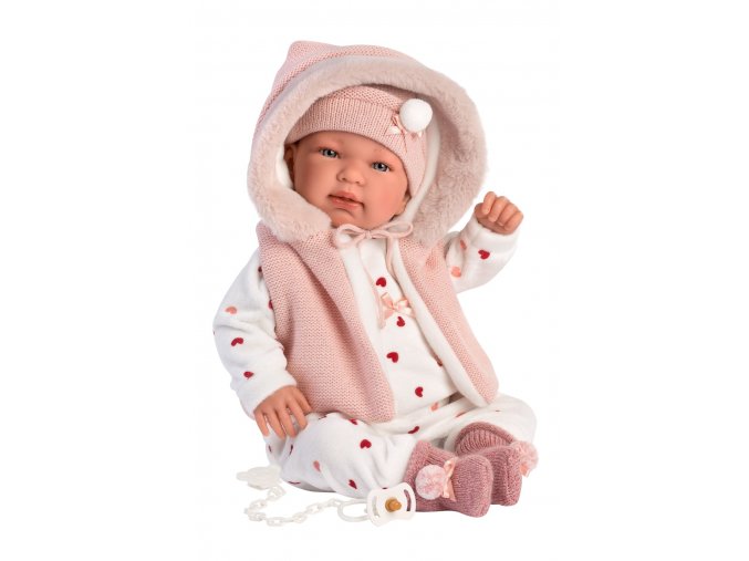 New born - realistická panenka miminko se zvuky a měkkým látkovým tělem - 44 cm